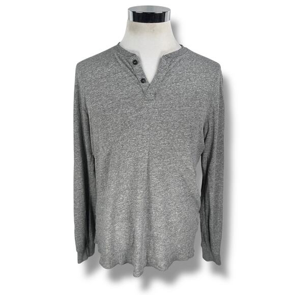 Marine Layer Henley Shirt Men's Marge M/L Heather Gray Rayon Long Sleeve - Picture 1 of 10